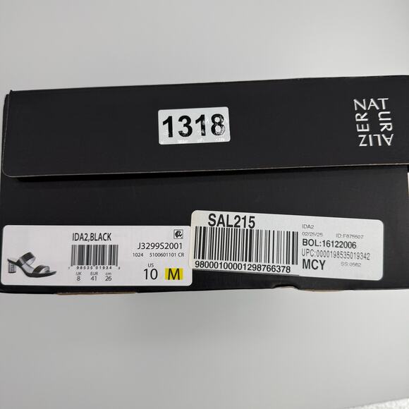 NEW Naturalizer Ida 2 Heels Size 10 Black Square Toe Slides Dress Sandals Fancy - Picture 3 of 9